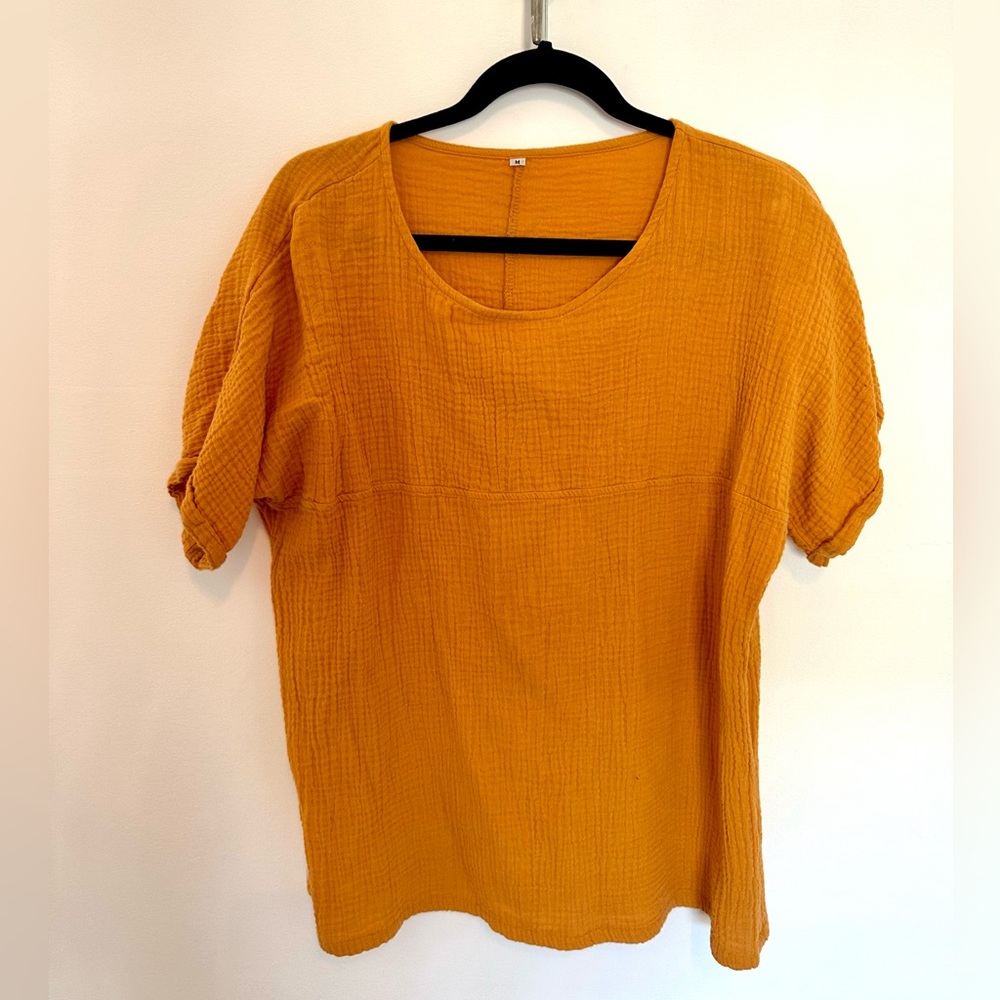 Burnt orange linen tunic